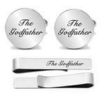 JUPPE Father of The Bride Cuff Links Tie Bar Set Personalized Wedding Cufflinks Gift for Dad Groom Father Husband, Stainless Steel, glass dome