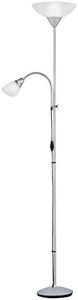 Reality Leuchten Reality R4393-87 Erzwo Piantana, 1xE27 150 W/1xE14 40 W LED, Metallo, Titanio/Bianco, 180 cm, 1 Unità (Confezione da 1)