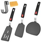 Large Silicone Spatula Turner Set of 3, 600°F Heat Resistant Flexible Silicone Spatula Set Cooking Spatulas BPA Free Kitchen Utensils Nonstick Cookware for Eggs, Pancake, Fish, Pancakes