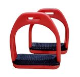 Red Plastics Stirrups with Non Slip Rubber Pads