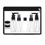 ZELOVI 7-Pcs Travel Bottles Kit Leak Proof Portable Toiletry Containers Set Waterproof Bottles Set for 2-Bottles for Pump Liquid 2- Bottle for Spray 1-Flip Top Caps 2-Jars for Cream