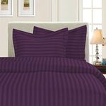 Elegant Comfort 1500 Thread Count Egyptian Quality Silky Soft Luxury 3-Piece Stripe Duvet Cover Set, California King, Eggplant/Purple