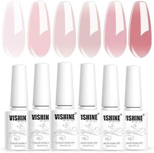 Vishine Nude Gel Polish Kit, Sheer Milky Pink Jelly Transparent Gel Nail Polish UV LED Gel Nail Gel Polish Varnish Nail Art DIY Saon 6Pcs 8ML