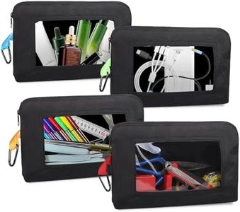 4 Pack Small Tool Bag Zipper Pouch, Water Resistant 1680D Oxford Storage Pouch with Clear Window, Tool Organizers and Storage for Tools, Cosmetics, Travel Accessories, Stationary