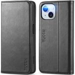 TUCCH Case Wallet for iPhone 15 6.1", [3 Card Slots] Kickstand PU Leather [RFID Blocking] Case, Flip Folio Cover with [TPU Shockproof Interior Shell] Compatible with iPhone 15 5G 2023, Classic Black