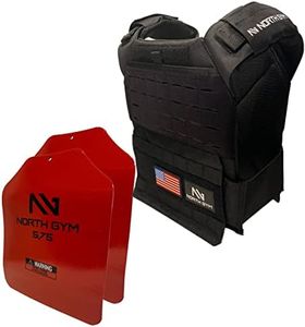 Northgym Adjustable Fitted 14lbs Weighted Vest for Men and Women/Perfect for Endurance & Strength Training and WODs in Black / 2 Moulded 5.75lbs Weight Plates Included