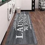 Pauwer Laundry Room Rug Runner 2'x6' Non Slip Hallway Runner Rug Farmhouse Kitchen Floor Mat Laundry Rugs and Mats for Laundry Room Washable Runner Rug for Kitchen Hallways Entryway Bathroom, Grey