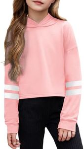 Arshiner Kids Girls Sweatshirt Boys Girls Crop Hooded Pullover Hoodies Sweatshirts Girls Pink Sweatshirt Girls Tops Size 10-12