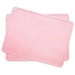 Kids Silicone Placemats Non-Slip Reusable Travel Portable Food Mat 2 Pack Pink