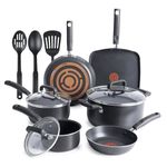 T-fal C530SC Signature Nonstick Expert Thermo-Spot Heat Indicator Dishwasher Safe Cookware Set, 12-Piece, Black