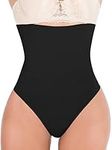 Vorcy Women Tummy Control Shapewear High Waist Butt Lifter Body Shaper Knickers Thong Panty Shapewear Black