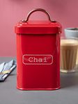 MARKET 99 Mild Steel Airtight, Countertop Storage Jar, Red | Tea Storage Jar | Chai Patti Jar for Kitchen Storage | Kitchen Container | Air Tight Containers for Kitchen Storage Steel Jar