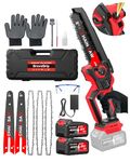 Mini Chainsaw Cordless 8-Inch, 8000mAh Battery & 3 Chain,1400W Brushless Electric Chain saws & Quick Charger,Lightweight Chain Saw for Wood Cutting &Tree Pruning&Auto Oiler