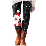 All- Leggings Christmas Printed Pants Casual Elastic Slim Long Boot Women Pants Women's Shorts by The Pack Black