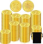 Hanaive 100 Pcs Metal Pirate Coins Pirate Gold Coins Treasure Chest Spanish Doubloon Fake Coins Tokens for Kids Board Games Pirate Party Cosplay (Round)