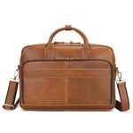 BAIGIO Leather Briefcase for Men Large Capacity Laptop Handbag with Adjustable Strap Vintage Men's Genuine Leather Messenger Bag Men's Shoulder Bag for Work, Travel and University