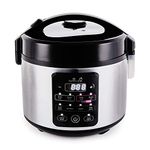 Yum Asia Kumo YumCarb Rice Cooker with Ceramic Bowl and Advanced Fuzzy Logic, (5.5 cups, 1 litre), 5 Rice Cooking Functions, 3 Multicooker Functions, 220-240V UK/EU Power (Light Stainless Steel)