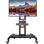 Perlegear Mobile TV Cart for 32-80 Inch Flat/Curved LED/LCD/OLED TVs Rolling TV Stand with Height Adjustable Shelf Max VESA 600x400mm up to 100lbs- Outdoor TV Stand Trolley with Wheels- PGTVMC05