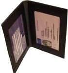 Leather Bus Pass Holder, Oyster Card, ID Cover, Photo ID Window (Double Black)