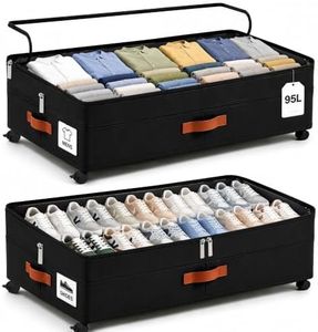 Under Bed Storage with Wheels, 2 Pack, 95L Each, Adjustable 7-10.25 in