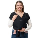 Momcozy Baby Wrap Carrier Slings, Infant Carrier Slings for Newborn up to 50 lbs, Baby Wrap Adjustable for Adult Fits Sizes XXS-XXL, Easy to Wear Baby Carriers, Ergonomic Front Facing/Back, Black
