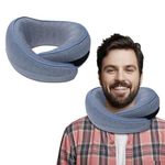 Neodrift TravelNeck 360 - Travel Neck Pillow with Memory Foam Head Support for Airplane, Car, Train, Bus, and Home Use - Ultimate Comfort Velvet Cushion Travel Pillow (Color: Grey) (1 Pc)