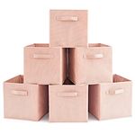 Set of 6 EZOWare Collapsible Fabric Storage Cube Organiser Bin, Collapsible Basket with Handles for Home, Kids Baby Nursery Room, Closet Toys, 26.7x26.7x27.8 cm/Pale Dogwood