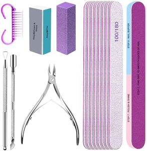 Nail File Set, Subay 15 Pcs Nail Files Block 7 Ways Buffer Block Sponge Polished, Come with Cuticle Nipper and Pusher for Dead Skin Nail Trimming Manicure Tools