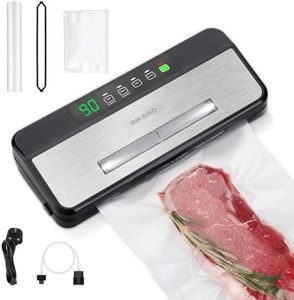 INKBIRD Food Vacuum Sealer Machine INK-VS03, Sealing Time Display, 80KPA Strong Suction, Built-in Bag Rolls, Automatic Vacuum Sealer with Starter Kit for Food Storage Preservation Sous Vide