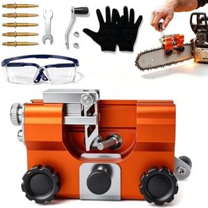 LOQOMI Chainsaw Sharpener, Lightweight Portable Manual Chain Sharpening Tool Kit with Grinding Stone, Gloves and Goggles, Fits 4-22 inch Gas and Electric Chainsaws for Gardening and Woodworking