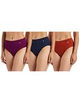 Van Heusen Women Hipster Panty - 100% Super Combed Cotton - Pack Of 3 - Anti Bacterial, No Marks Waistband, Moisture Wicking, Full Coverage, Multicolor, Large