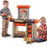 Step2 Handyman Workbench Toy workbench in orange | Workbench for children incl. 3 -piece accessory set | Plastic toys