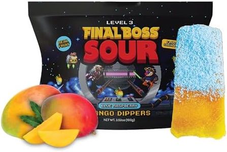 Final Boss Sour, Fun Dip, Extreme Super Sour Blue Raspberry Powder with Real Candy-Tasting Dried Mangoes, (3.5 Ounces Bag) - Vintage Old School 80s and 90s Party Candy