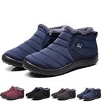 Hokuto Boojoy Winter Boots, Men and Women's Winter Snow Boots, Fur Lining Waterproof Slip On Outdoor Warm Ankle Boots (Blue, Numeric_7_Point_5)