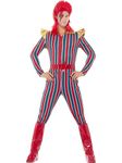 Smiffys Space Superstar Costume, Multi-Coloured with Jumpsuit, Belt & Boot Covers, 1970's Disco Fancy Dress, 1970s Dress Up Costumes