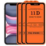 Mobilive Edge to Edge 11D Tempered Glass Screen Protector with Black Border for Apple iPhone 11 - (Pack of 3)