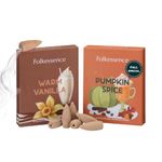 Folkulture Backflow Incense Cones for Waterfall, 30 Total Waterfall Incense Cones Scented, Dual Set - Fall Incense Cones Incense, Natural Fragrances - Vanilla & Pumpkin Spice Inscents-Cones Waterfall