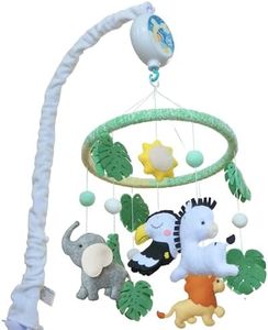 Jungle Safari Baby Mobile for Crib | Handmade Felt Elephant Zebra Lion Toucan Crib Mobile for Baby | Rotating Musical Mobile with 12 Lullabies | Safari Nursery Decor Gift (Crib Mobile Set)