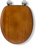 Croydex Davos Flexi-Fix Always Fits Never Slips Toilet Seat - Anti Bacterial Wooden Toilet Seat with Easy Fit, Top and Bottom Fix, Rust-Free Chrome Hinges, Antique Pine Finish, All Fixings Included
