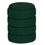 URBNLIVING Soft Velvet Ottoman Storage Pouffe Footstool Dressing Vanity Chair (Green, Round)