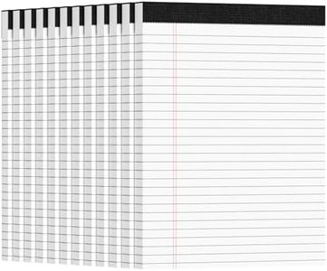 12pcs Legal Pads 8.5 x 11, Notepads 8.5 x 11 Inch, White Note Pads Clear Print Writing Pads of Paper, Memo Pads , Perforate Legal Notepads Paper , Wide Ruled Lined with Sturdy Back,50 Sheets/Pack