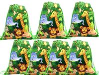 SV Traders Birthday Party Return Gifts Pack Of 26 Pcs Non-Woven Jungle Theme/Safari Theme/Animal Theme Print Drawstring Backpack Bag Haversack Bags for Kids/Boys/Girls