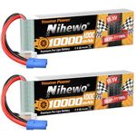 Nihewo 3S Lipo Battery 11.1V 10000mAh 100C RC Battery Soft Case EC5 Plug Compatible for RC Car Truck Tank Plane Drone Boat Racing Hobby Models (2 Packs)