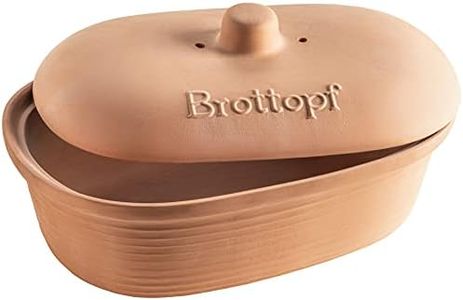 MÄSER 931996 Serie Ceramica Brottopf oval aus Naturton - Praktische Brotaufbewahrung - Brotbehälter mit Griff am Deckel - Brotkasten Ton unglasiert - atmungsaktiver Tontopf für Brot, Keramik, Braun