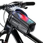 Faireach Bike Handlebar Bag with Mobile Phone Holder, Bicycle Frame Top Tube Pouch, Waterproof Cycle Cell Phone Mount with Touch Screen Window, for iPhone Samsung Smart Phone up to 6.8''