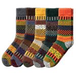 NORDIC Socks 5 Pairs, Merino Wool Socks for Men & Women, Winter socks, Warm socks (6-9, Svea)