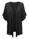 Made By Johnny Women's Kimono Style Short Sleeve Dolman Cardigan, Wsk1310_black, 4X-Large