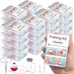 yasuwekik 8 Pack Mini Fishing Kits Bulk Small Emergency Survival Fishing Kits Outdoor Compact Fishing Tackle Kits with Case for Beginner Operation Christmas for Child Shoebox Stocking Stuffer Gift