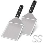 Leonyo Metal Spatula 2 PCS, Heavy Duty Stainless Steel Griddle Burger Spatula, as Barbecue Hamburger Turner Grilling BBQ Griddle Accessories, Triple Rivets & 2 x S Hook, Dishwasher Safe, Smash Burgers