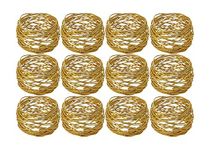 Kaizen Casa Handmade Gold Round Mesh Napkin Rings Holder for Dinning Table Parties Everyday, Set of 12 (Gold, 12)